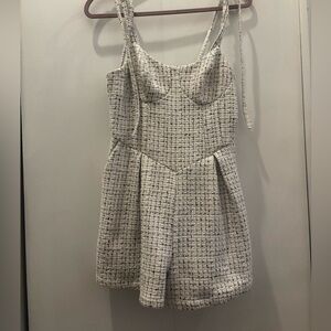 Cider Ivory and Black Tweed Mini Romper